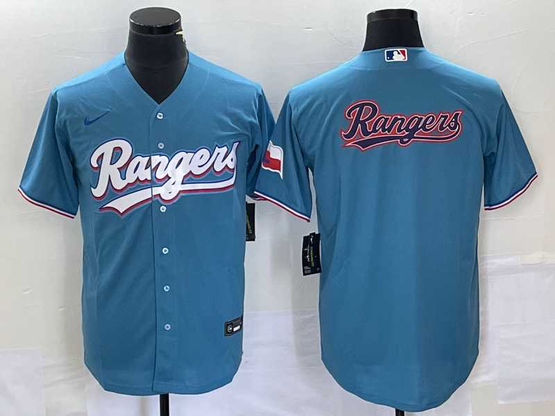 Men%27s Texas Rangers Blank Light Blue Stitched Cool Base Nike Jersey 1